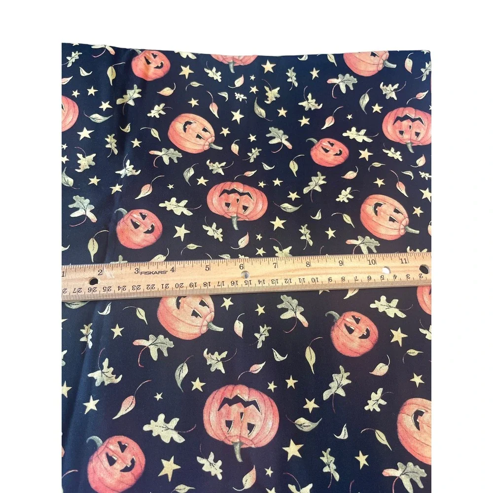 Susan Winget Pumpkin Toss Fabric Halloween BTY Yard Black Orange Cotton CP64480